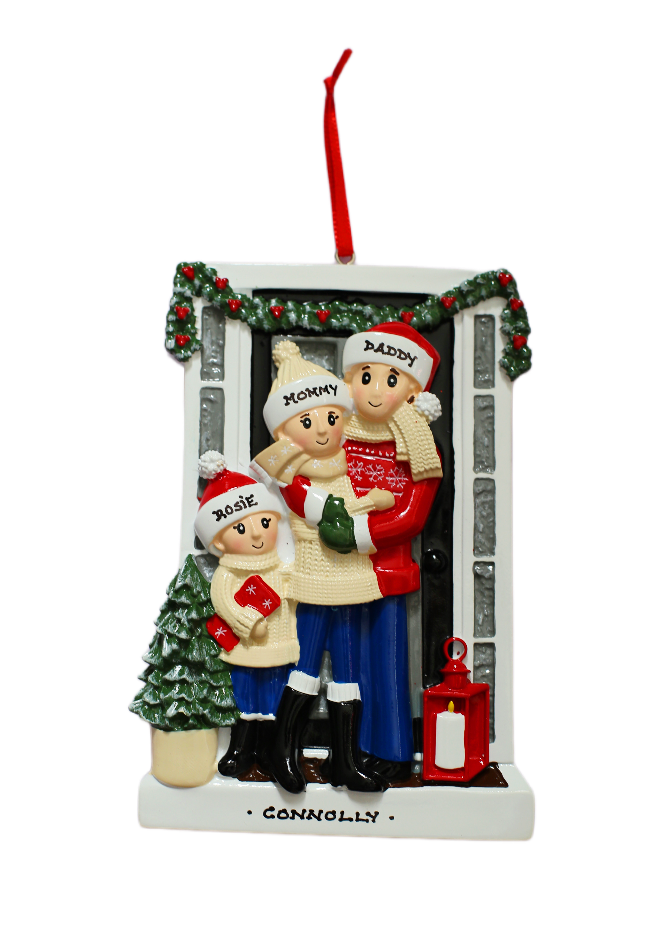 Farmhouse Family - Family of 3 - Personalised Christmas Decoration