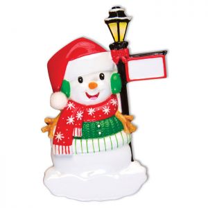 Snowman with Light Post Personalised Christmas Ornament