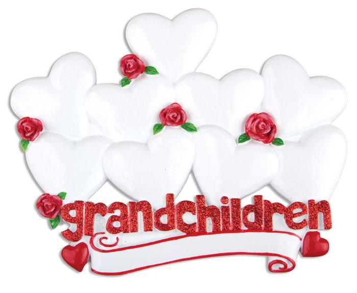 Grandchildren Hearts x 9 Personalised Christmas Decoration