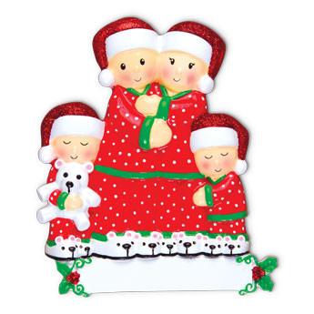 Pajama Family of 4 Personalised Christmas Decoration Ornament
