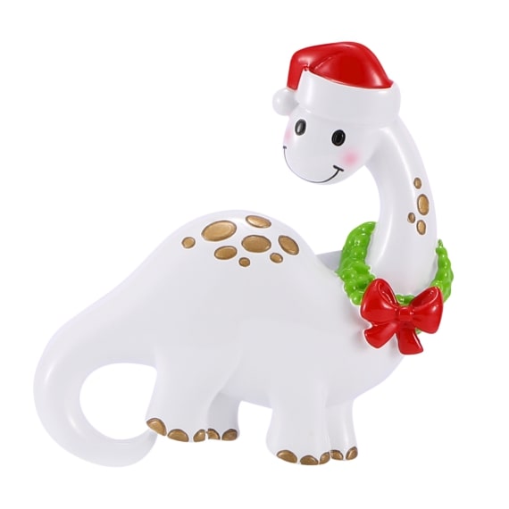 White Dino with Wreath Personalised Christmas Decoration